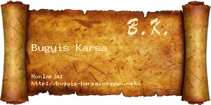Bugyis Karsa névjegykártya